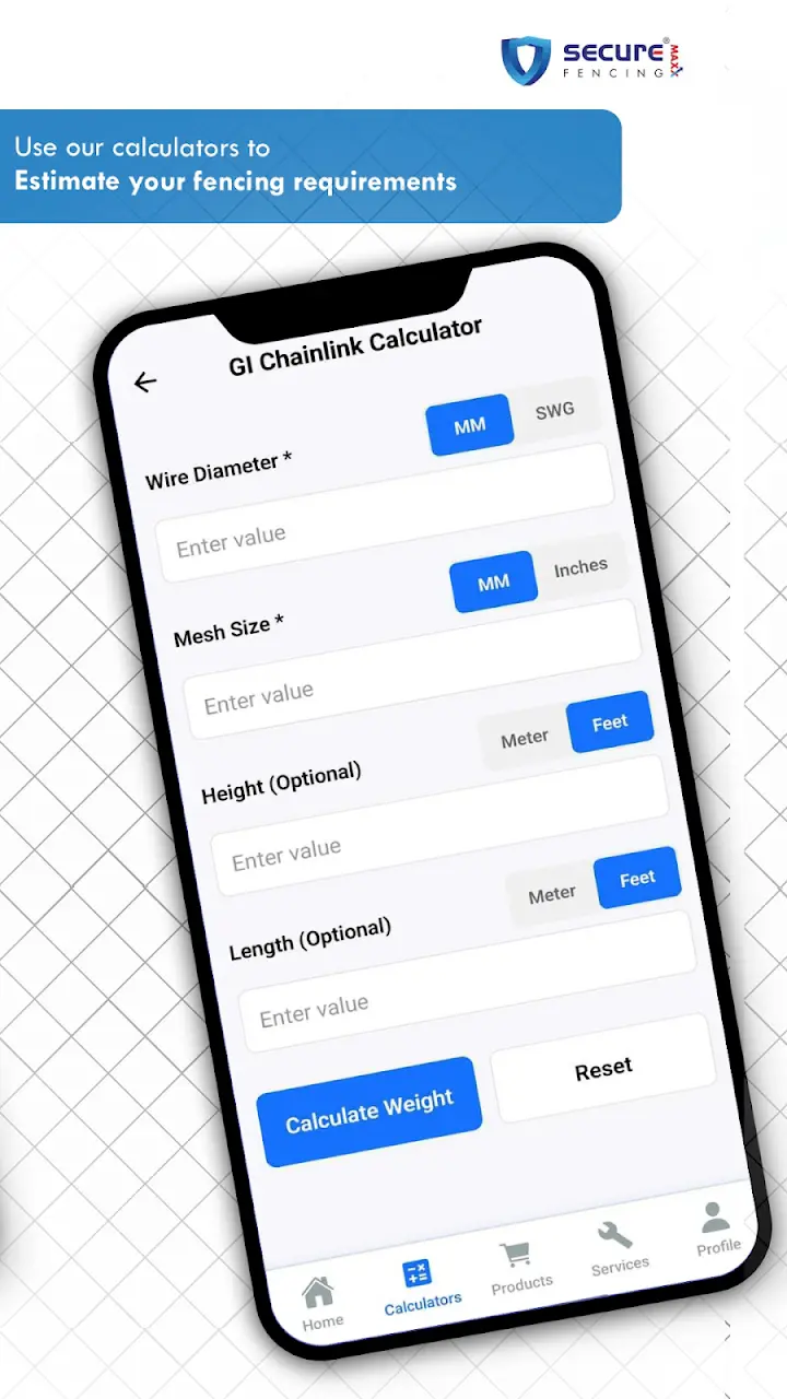 Secure Fencing app screen 1