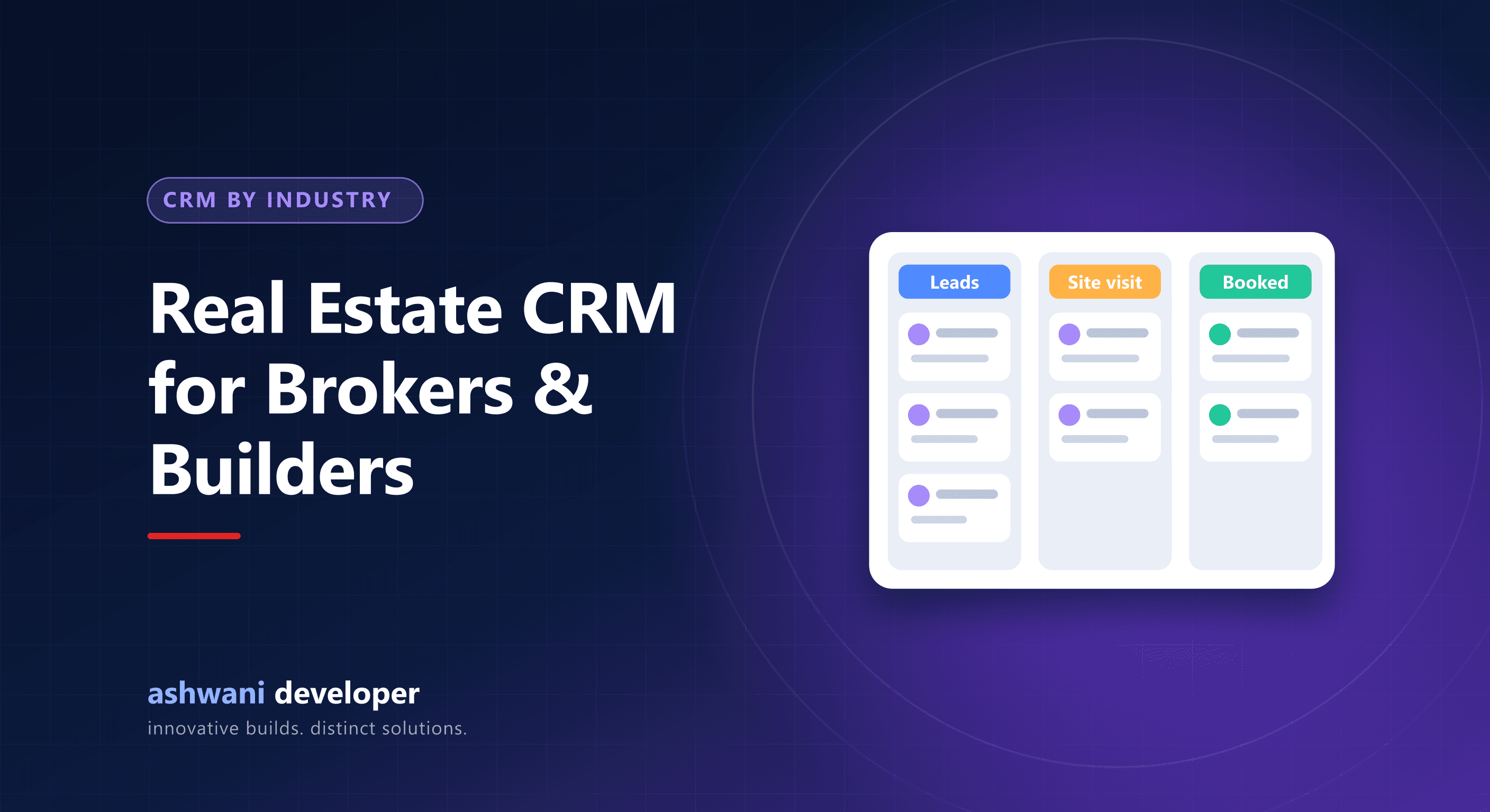 Real estate CRM dashboard with property leads and site visit pipeline