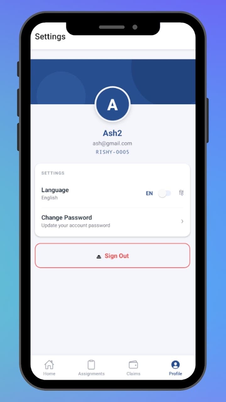 RISHY app screen 2