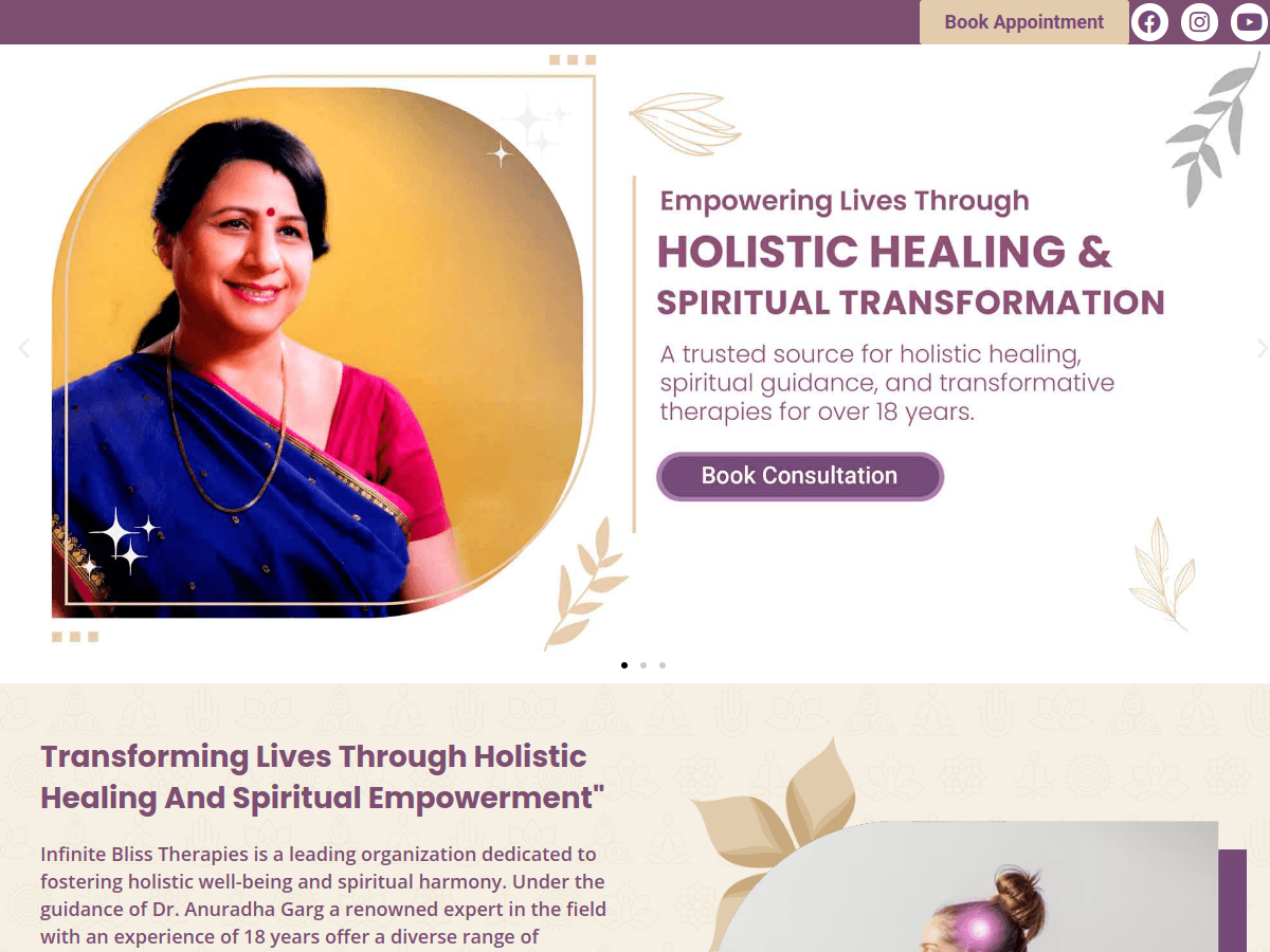 Infinite Bliss Therapies home page
