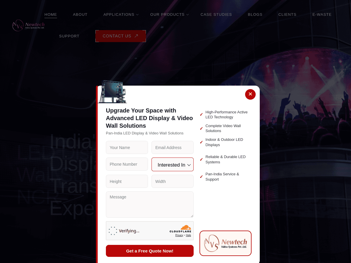 NVS LED Wall home page