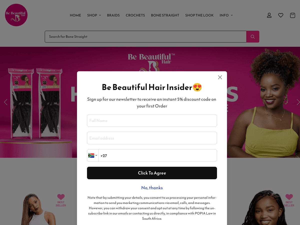 Be Beautiful Hair home page